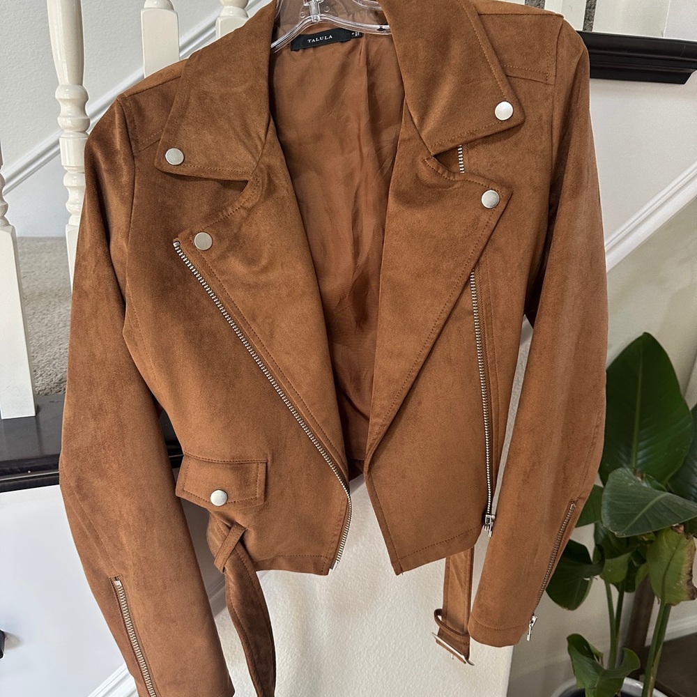 Talula Brown Suede Moto Jacket Size Small